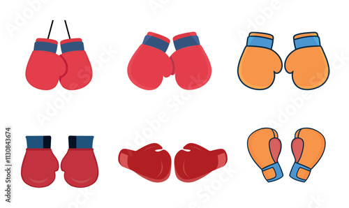 Boxing Gloves Clip Art Vector Collection, Boxing Gloves Sport Isolated Equipment, Boxer Drawing Abstract Boxing Gloves Outline Icon symbol Vector Outline, gloves Clip Art Silhouette Set