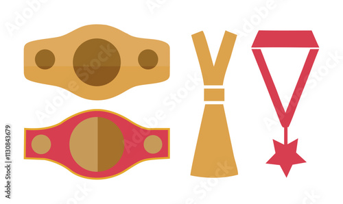 Boxing Award vector clip art Collection, Boxing Award Sport Isolated Equipment, Boxer Drawing Abstract Boxing Award Outline Icon Symbol Vector Outline, Award Clip Art Silhouette Set