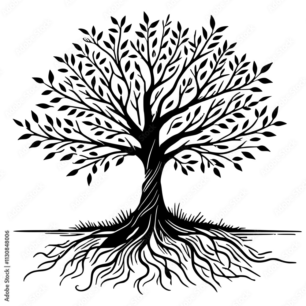 Obraz premium Tree sketch silhouette