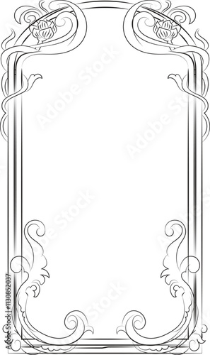 Designed with an iris flower in the style of Art Nouveau. Beautiful iris flower vintage floral composition