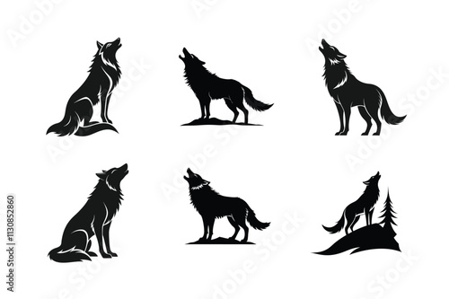 howling wolf logo icon vector isolated on white background. wolf vector art.