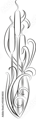 Designed with an iris flower in the style of Art Nouveau. Beautiful iris flower vintage floral composition