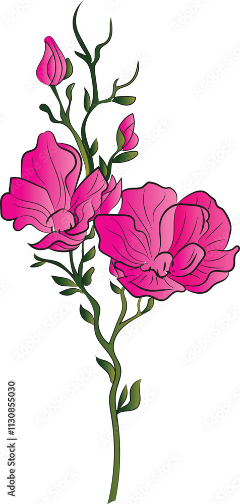 Fototapeta premium Designed with an iris flower in the style of Art Nouveau. Beautiful iris flower vintage floral composition
