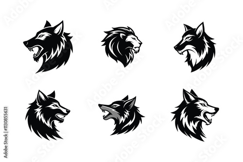 Wallpaper Mural wolf head logo icon vector isolated on white background. wolf head vector art. Torontodigital.ca