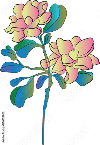 Designed with an iris flower in the style of Art Nouveau. Beautiful iris flower vintage floral composition