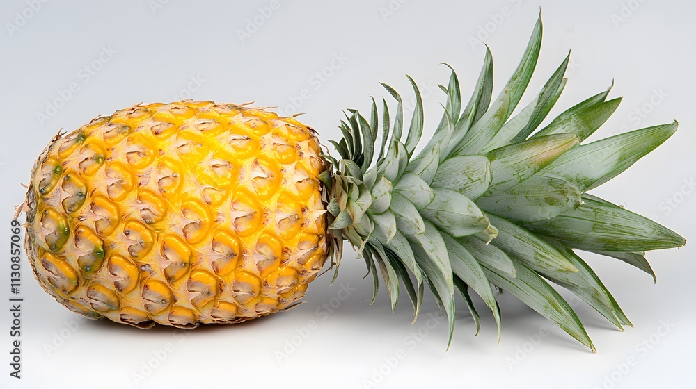 Obraz premium A Single Ripe Yellow Pineapple Fruit On White Background