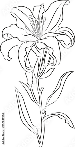 Designed with an iris flower in the style of Art Nouveau. Beautiful iris flower vintage floral composition