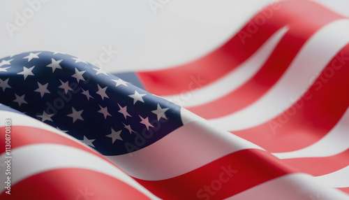 American Flag Wave Close Up, papercraft, with white tones