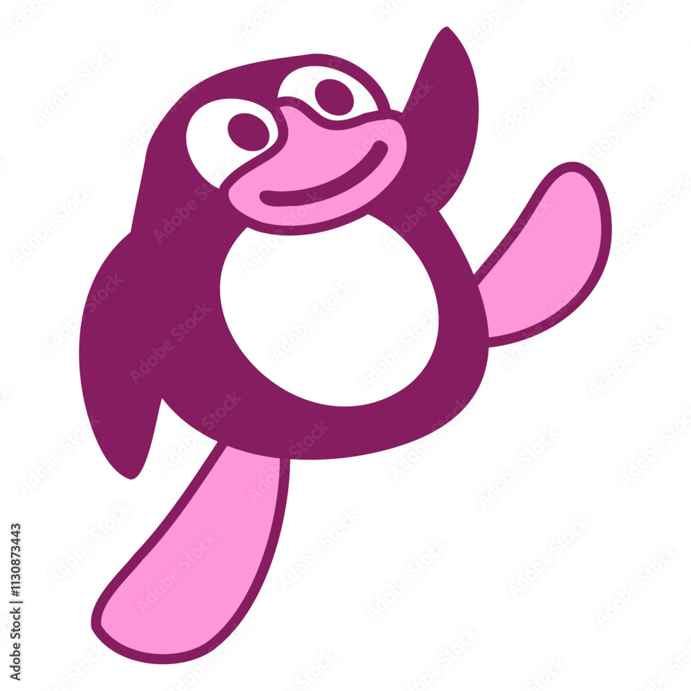 Obraz premium Penguin Breakdance Dancing Happy Party Fun Music Design Lover Art Vector Illustration Card T-Shirt Poster Sticker Graphic Print Decorative Drawing Isolated Logo Decoration Symbol Creative Cool Style