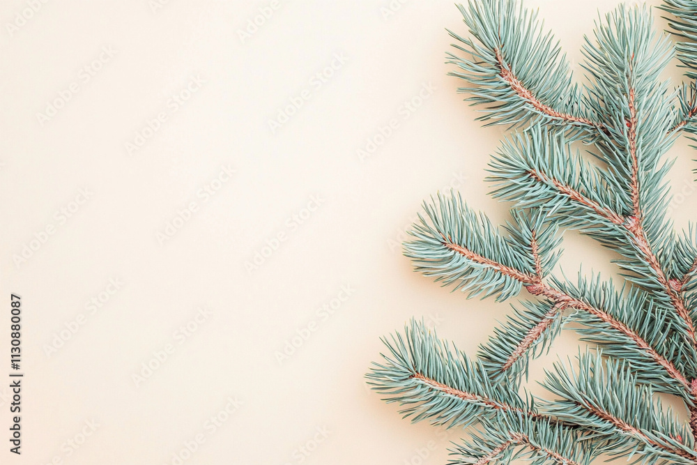Obraz premium Fresh pine branches create a warm and inviting atmosphere, embodying the joy of the holiday season in the backdrop of winter festivities. Perfect for seasonal greetings. Generative AI
