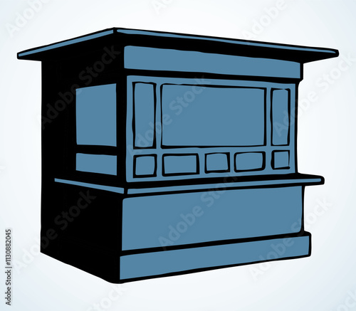 Shop stall. Vector drawing kiosk