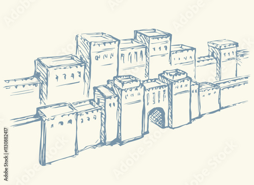 Babylonian Gate. Vector drawing scene