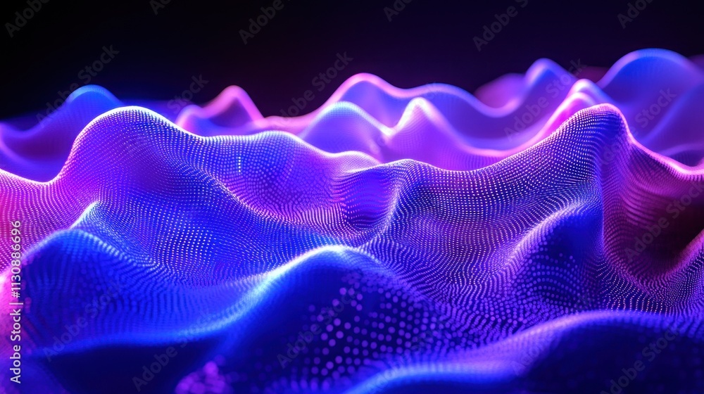 Obraz premium Abstract Wavy Background with Neon Lights
