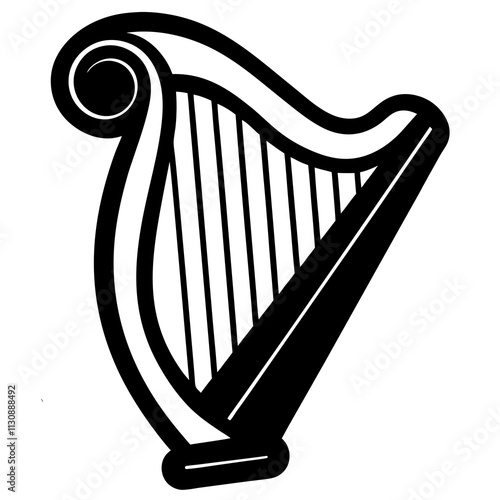 harp vector art illustration on white background 