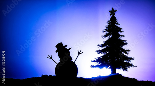 Snowman with a Christmas tree