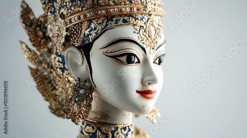 Enchanting Phi Ta Khon Doll Model on White Background,Showcasing Thai Folklore Spirit Festival photo