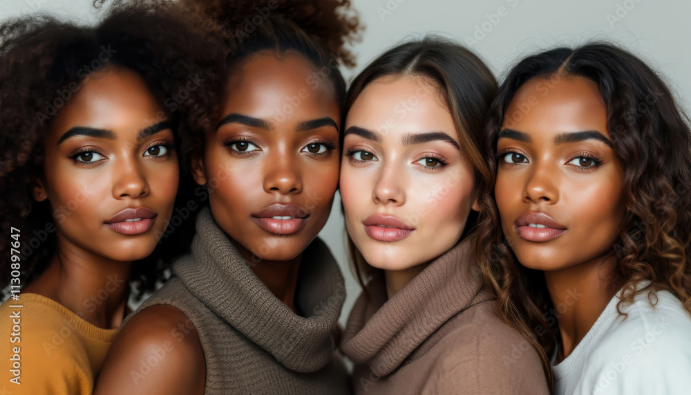 Obraz premium Diverse beauty and unity: celebrating international women's day portraiture