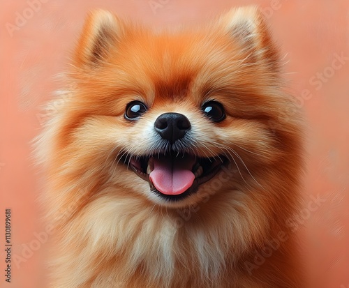 A fluffy white Pomeranian puppy portrait, showcasing the adorable breed's small size and fluffy fur photo