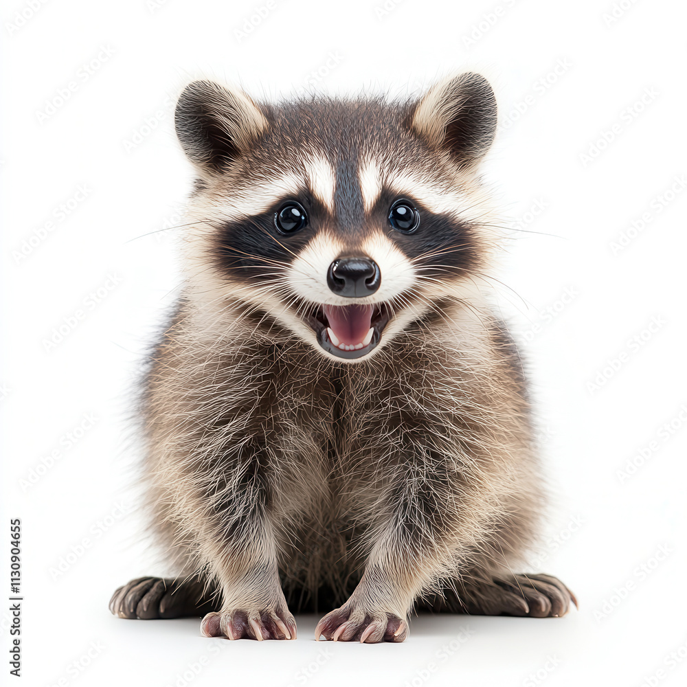 Fototapeta premium Cute Baby Raccoon with Bright Eyes and Playful Expression
