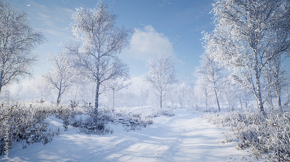 Obraz premium Dramatic wintry scene with snowy trees