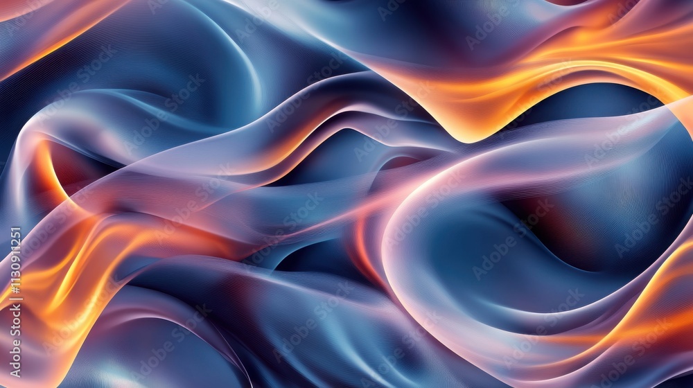 Obraz premium A mesmerizing abstract swirl of flowing colors, showcasing soft waves in shades of blue, orange, and white.