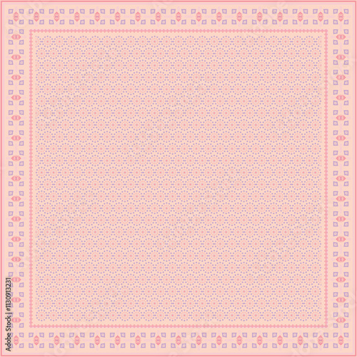 Hijab scarf flower abstract pattern.Ethnic geometric ornament with frame motif border hijab pattern.Design for fabric,print,scarves,shawl,kerchief,bandana,clothing,pareo,pillows,tablecloth,decoration.
