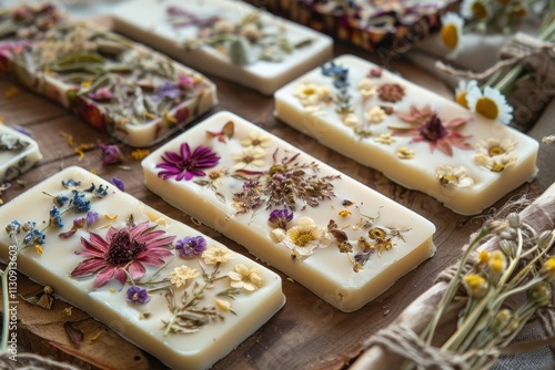 Handmade scented wax tablets with dried flowers natural air freshener for closets and drawers Great for wedding favors photo