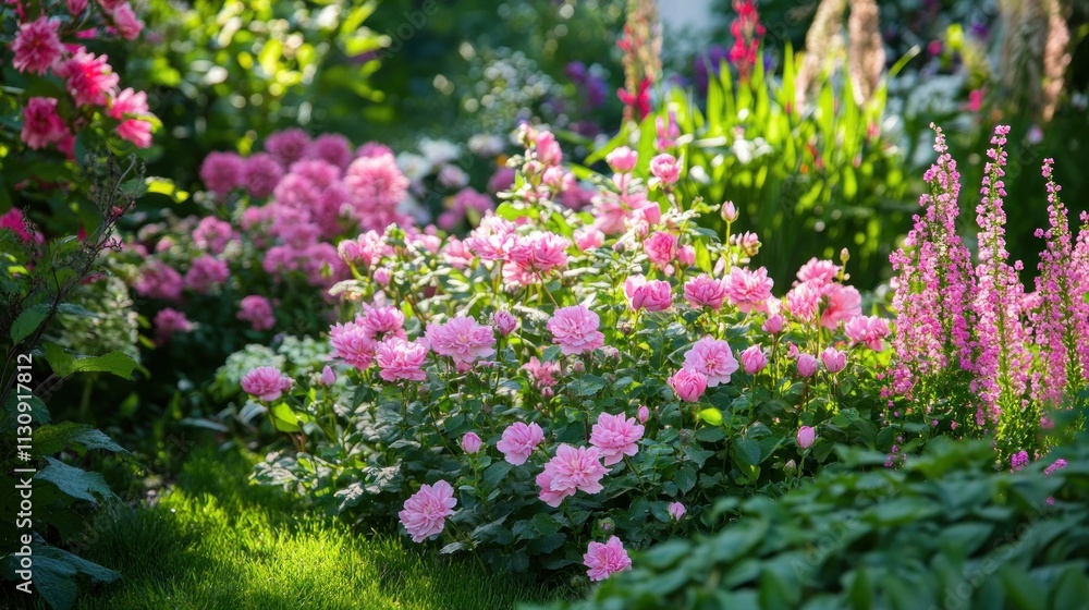 Obraz premium Pink Roses in a Summer Garden