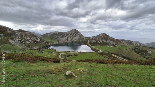lake and mountains in spain 