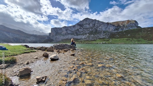 landscape with lake and mountains