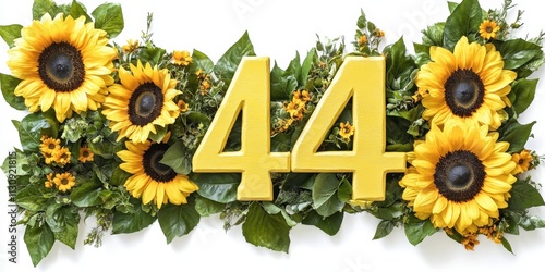 Golden 44 surrounded by Sunflowers. photo