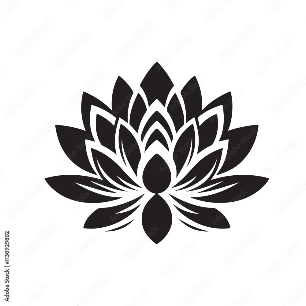 Fototapeta premium black silhouette illustration of lotus flower