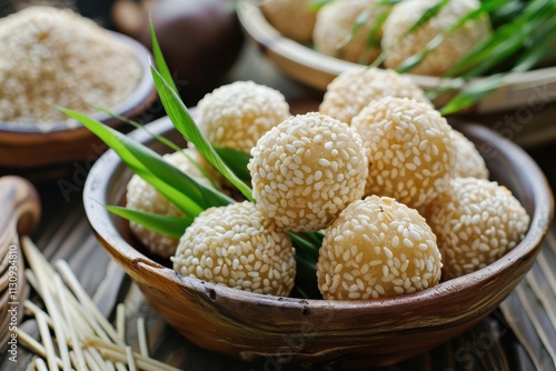 Indonesian snack Onde Onde or Sesame Balls photo