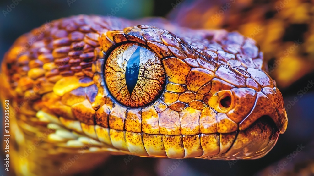 Fototapeta premium Intense Gaze of a Captivating Snake Eye against a Dark Mysterious Background