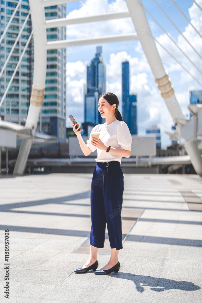 Fototapeta premium Portrait young adult business asian woman lifestyles with productive work
