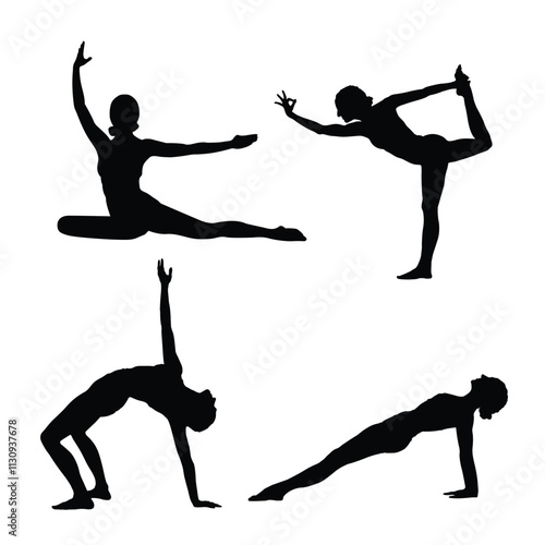 Young woman practicing yoga exercises isolated on white background. yoga woman vector illustration.