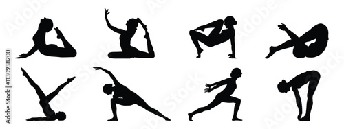 Young woman practicing yoga exercises isolated on white background. yoga woman vector illustration.