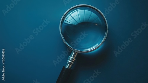 Evidence Law Magnifying Glass Blue Background Investigation Legal System Justice Forensics Crime Analysis Documentation