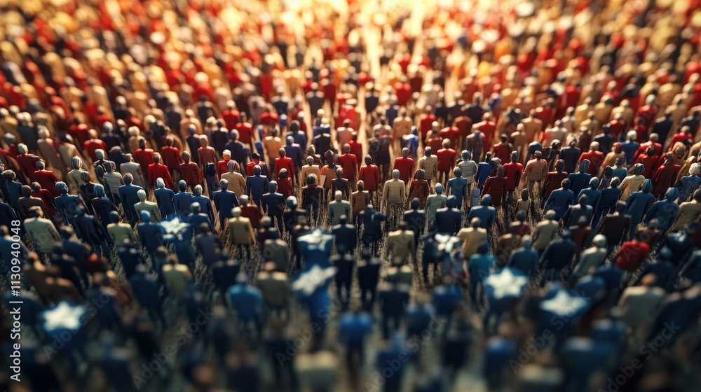 Fototapeta premium Civil Rights Advocacy Red and Blue Pins Symbolizing Unity and Diversity in Social Justice Movements, Empowerment and Change