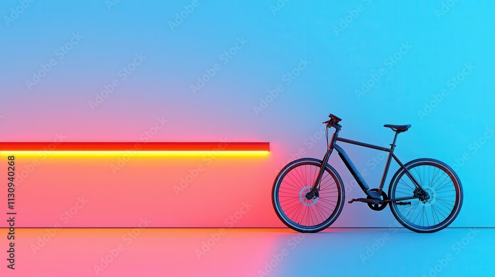 Fototapeta premium A modular battery station for electric bikes, with vibrant LED indicators and sleek design