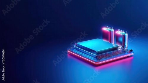 Detailed blueprintstyle illustration of a highcapacity battery undergoing a swap process photo