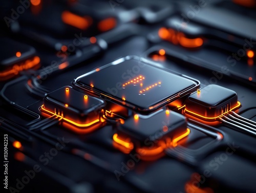 Closeup of intricate energy connections during a smart battery swap in a futuristic device