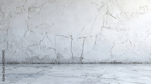 Minimalist Cracked Wall with Subtle Fractures Across Smooth Plaster Surface photo