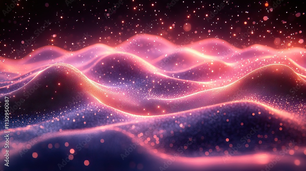Obraz premium Abstract digital waves and particles create a futuristic background, perfect for digital design and art