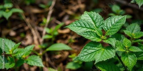 Wallpaper Mural Close-up of lush green leafy foliage with intricate textures, fresh, leaf, outdoors Torontodigital.ca