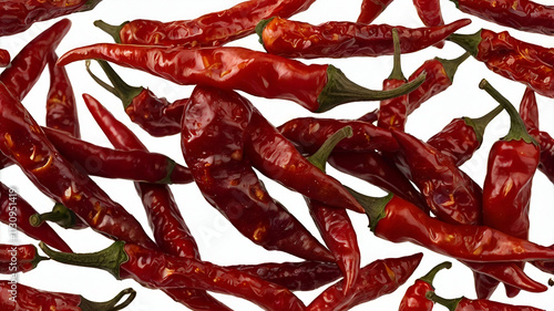 Red chili pepper  Floating red chili peppers on white background. 