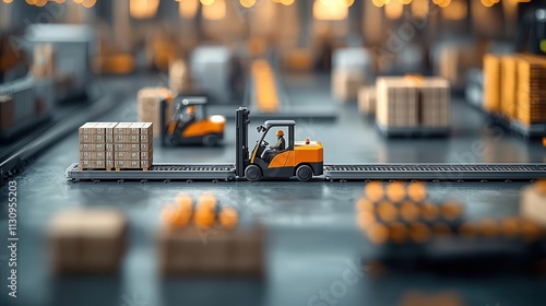 Wallpaper Mural Automated warehouse with selfdriving forklifts and conveyor belts moving products Torontodigital.ca