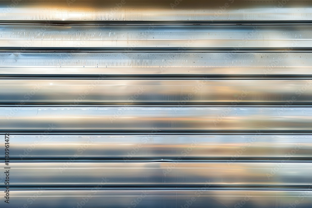 Obraz premium Metallic roller shutter doors with abstract stripe pattern background