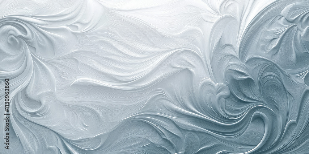 Fototapeta premium Light blue background with a soft wave illustration. Smooth, bending patterns create a serene atmosphere, ideal for web screensavers. Light gray textures with delicate lines add elegance, perfect for