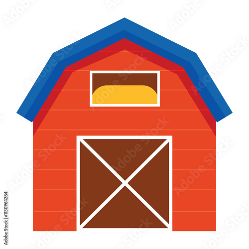 Barn barnyard element. Countryside gathered the harvest. Funny childish agriculture, farming